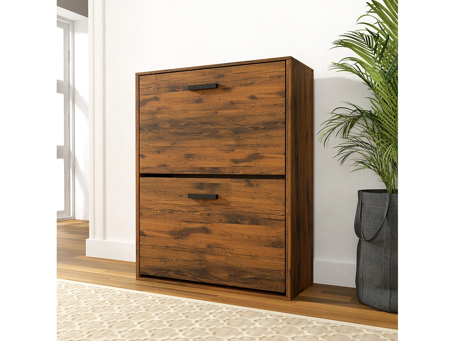 CASABEL Meuble Rangement Chaussure 12 Paires - Pour Entree Couloir - 60x24x80 cm - Bois Vintage