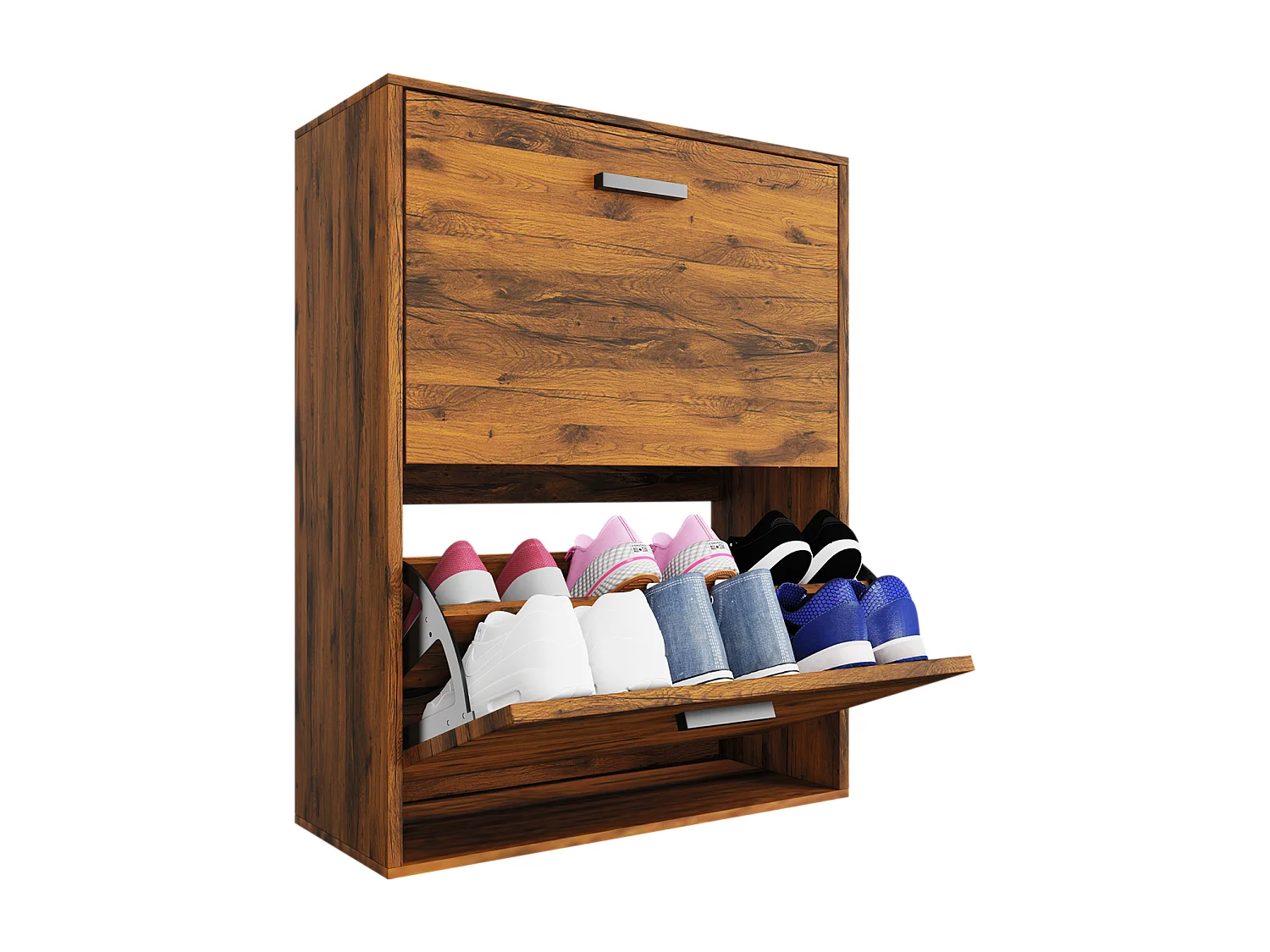 CASABEL Meuble Rangement Chaussure 12 Paires - Pour Entree Couloir - 60x24x80 cm - Bois Vintage