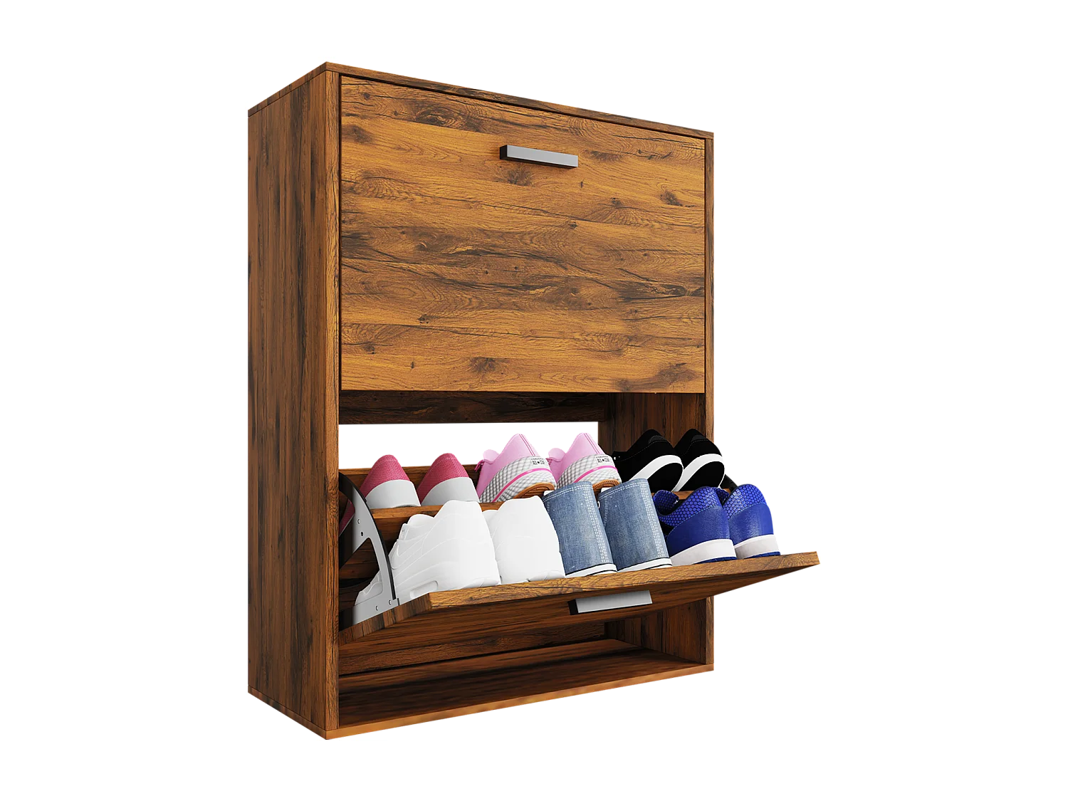 CASABEL Meuble Rangement Chaussure 12 Paires - Pour Entree Couloir - 60x24x80 cm - Bois Vintage