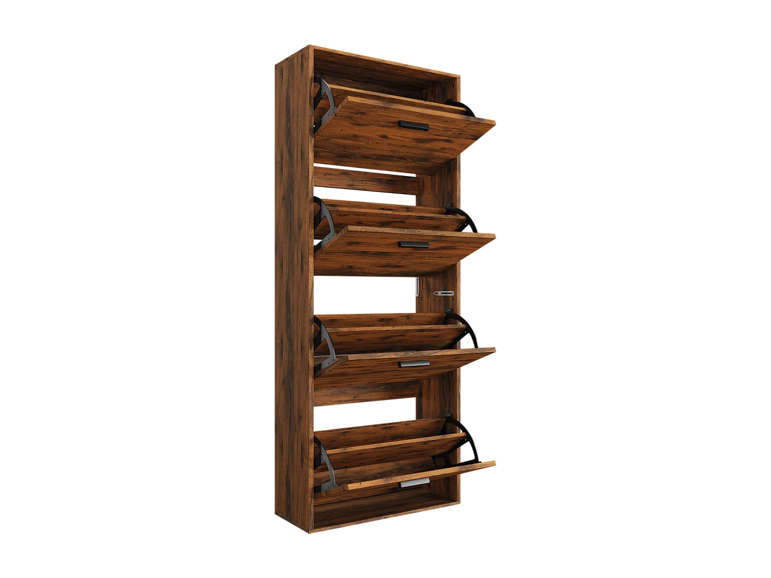 CASABEL Meuble Rangement Chaussure 24 Paires - Pour Entree Couloir - 60x24x150 cm - Bois Vintage