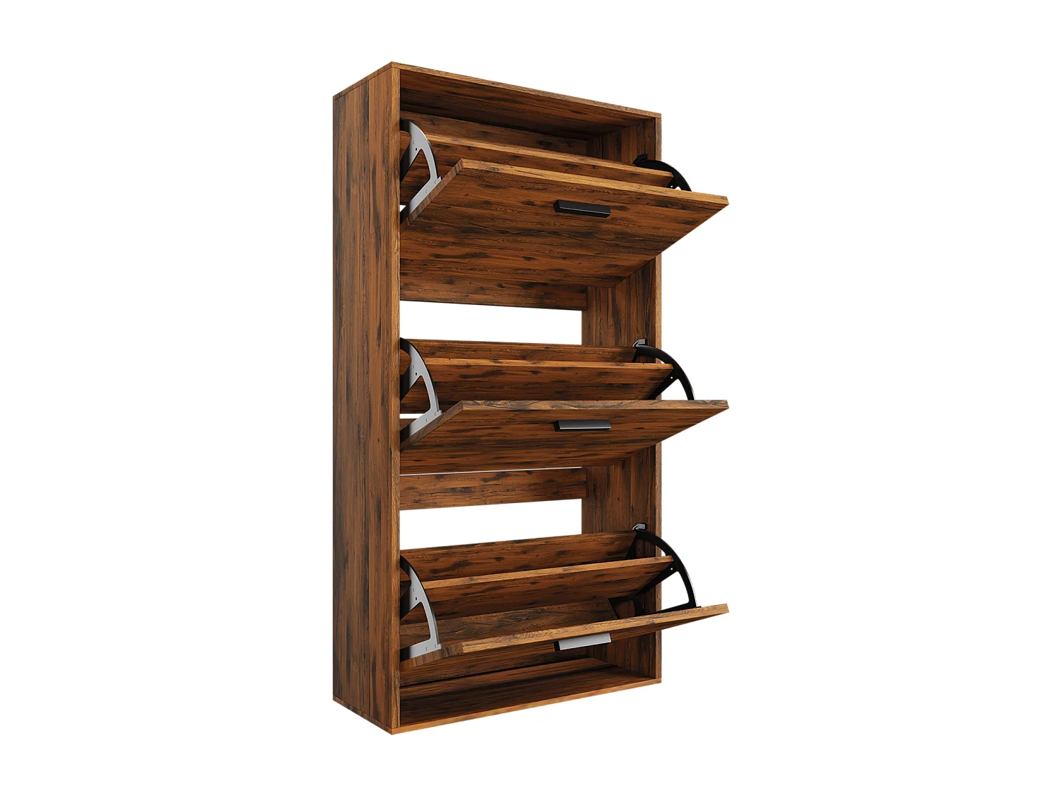 CASABEL Meuble Rangement Chaussure 18 Paires - Pour Entree Couloir - 60x24x113 cm - Bois Vintage