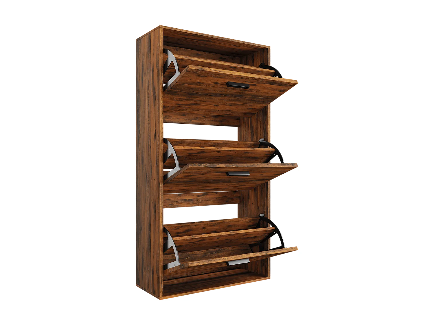 CASABEL Meuble Rangement Chaussure 18 Paires - Pour Entree Couloir - 60x24x113 cm - Bois Vintage