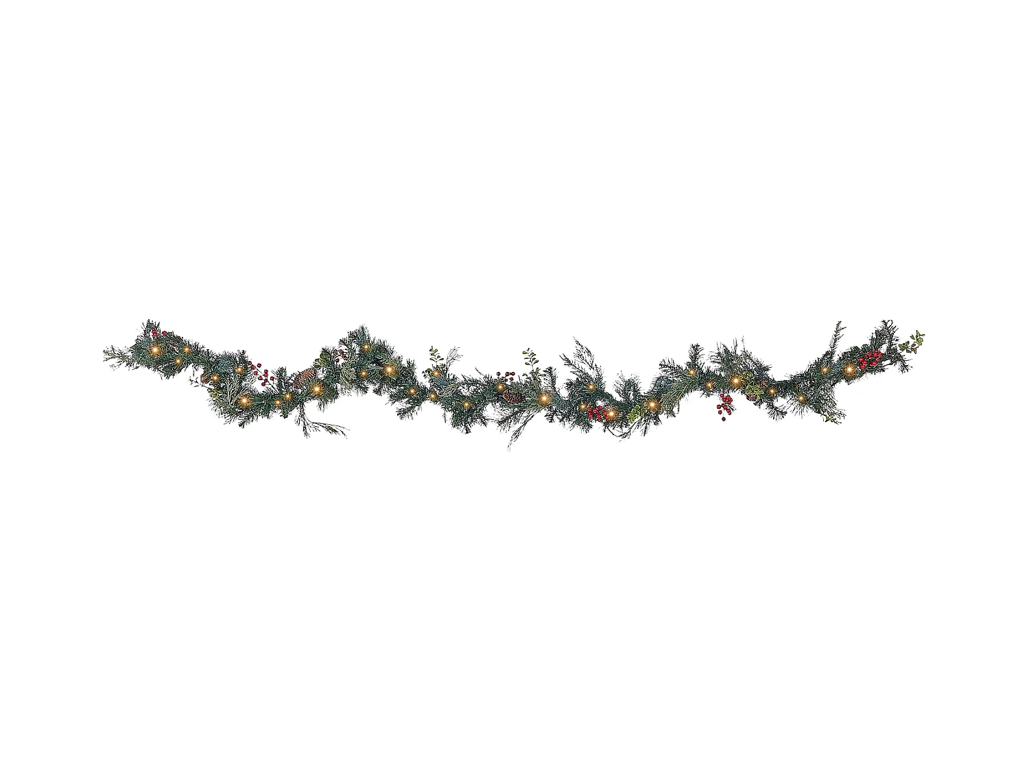 Weihnachtsgirlande Kunststoff grün mit LED-Beleuchtung Timer 270 cm Elbrus