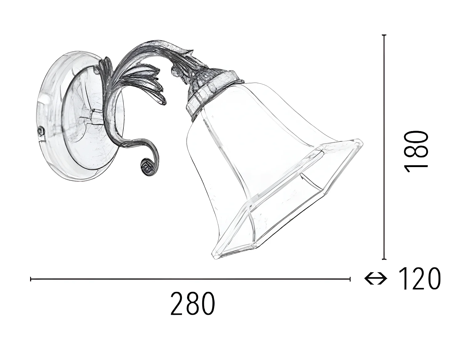 Applique Wella, Laiton, 28x12x18 cm, EPIKASA