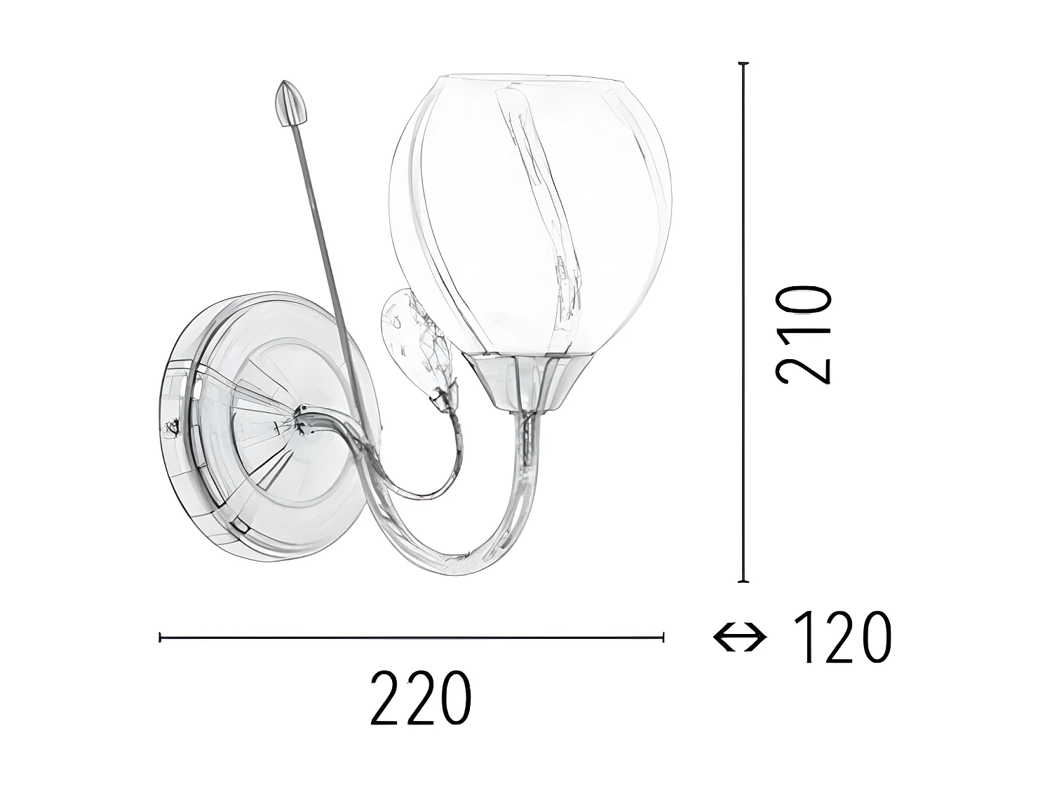 Lampa ścienna Alanis, Srebrny, 22x12x21 cm, EPIKASA