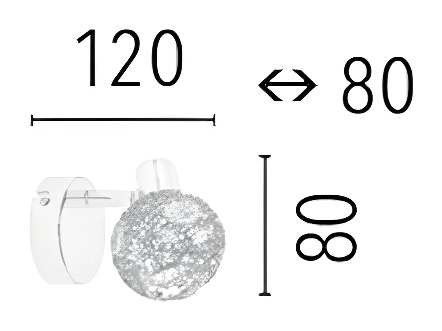 Candeeiro Lena, Prata, 12x8x8 cm, EPIKASA