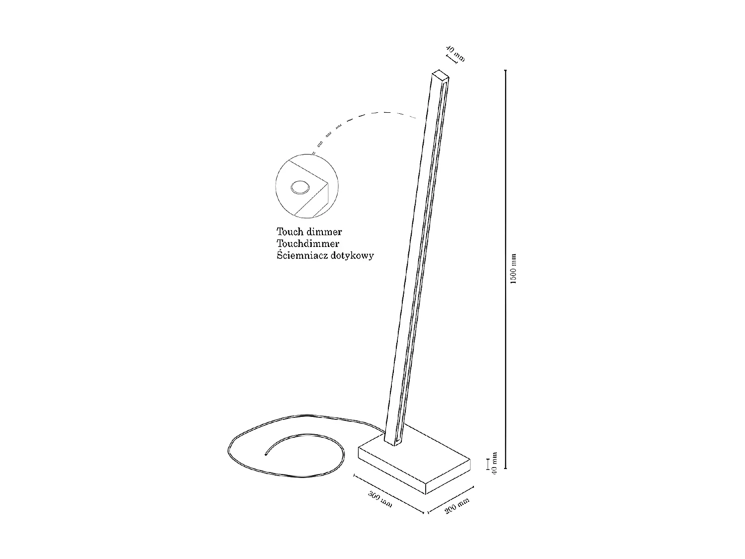Candeeiro de Pé Linus, Castanho, 20x30x150 cm, EPIKASA