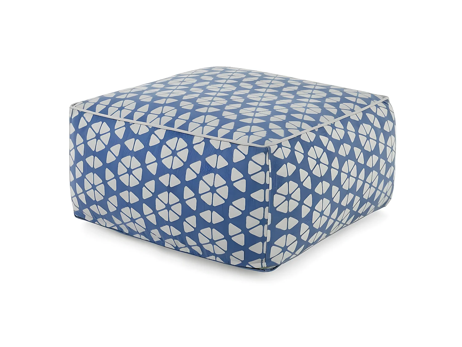 Trio pouf carré bleu et gris