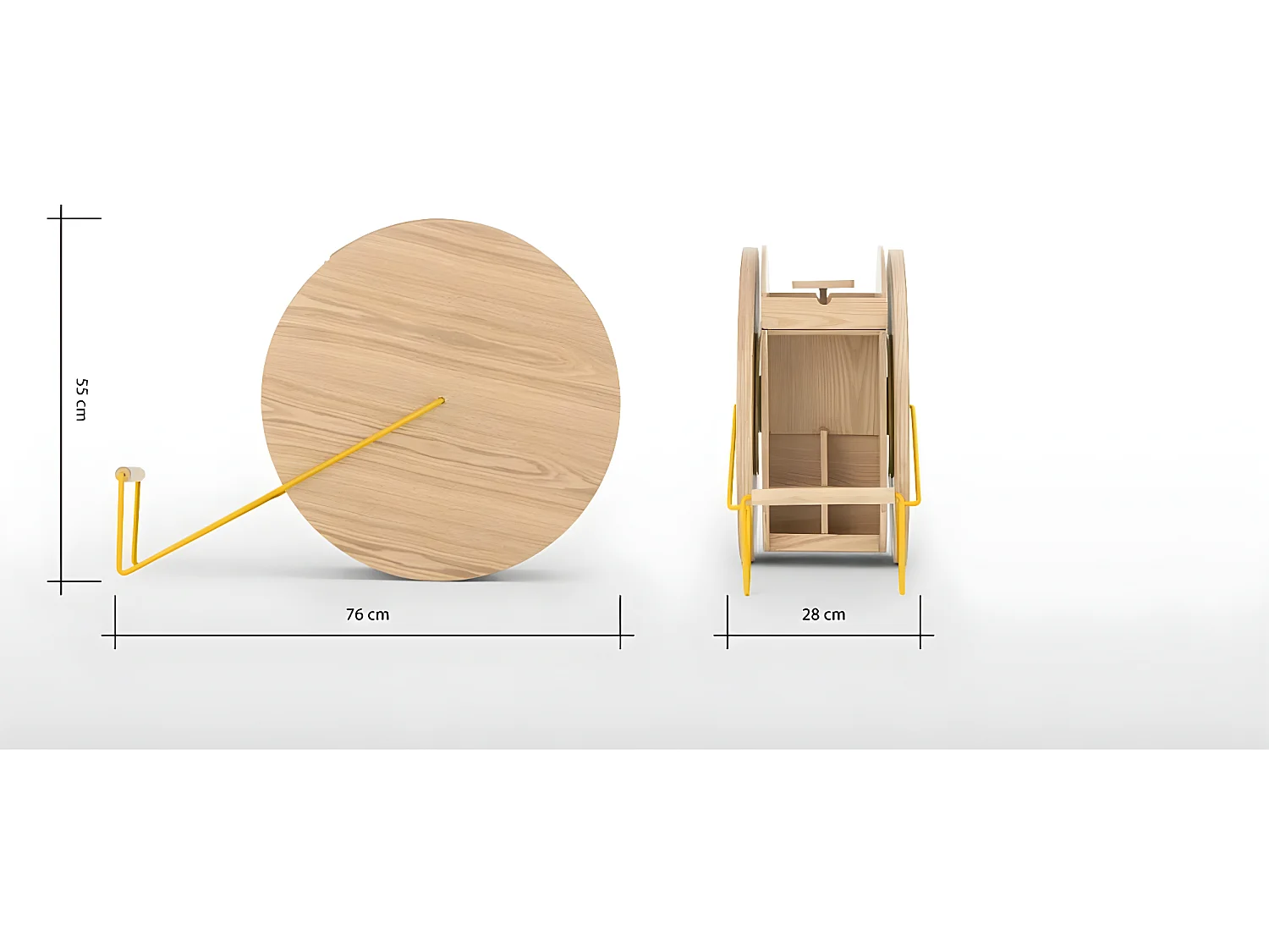 Rownd desserte charriot frêne