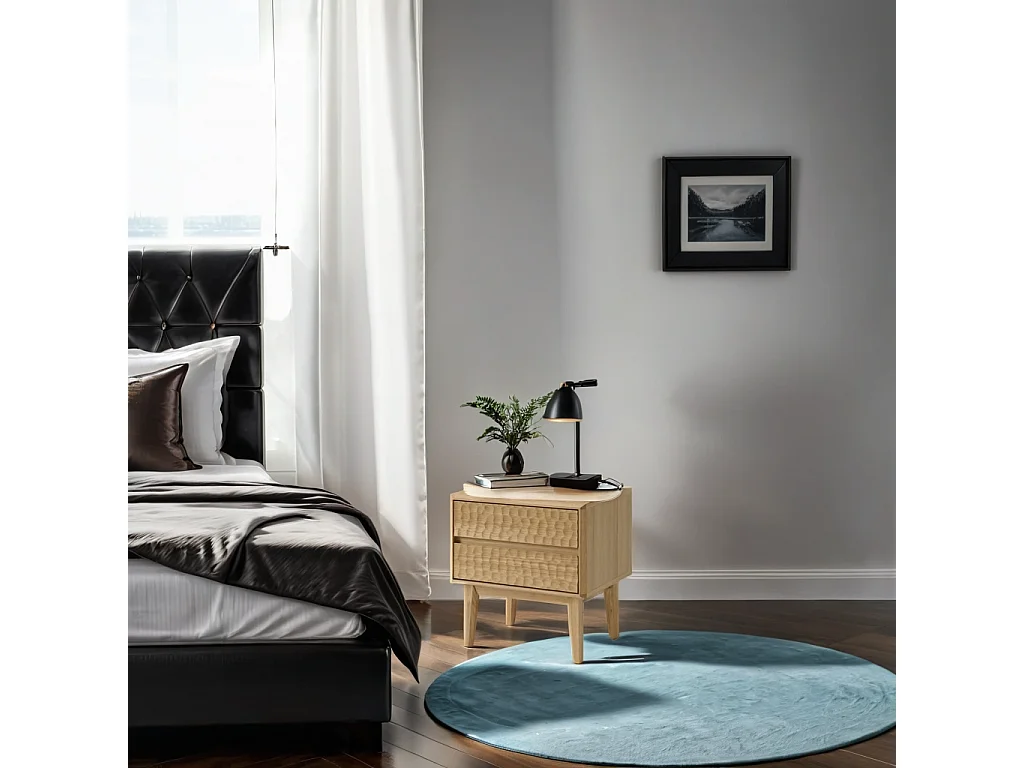 Abbon table de chevet chêne massif naturel