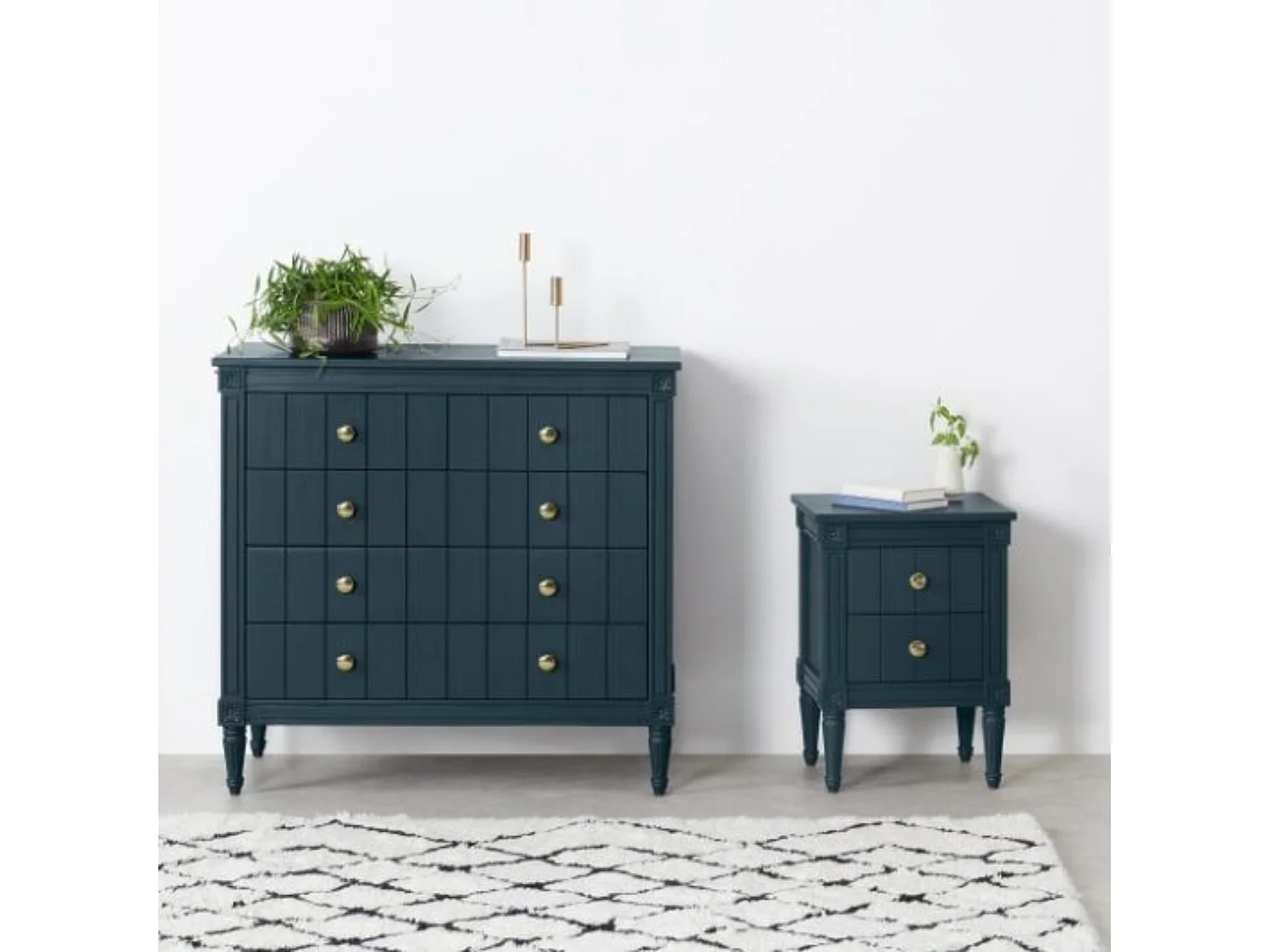 Bourbon table de chevet vintage bleu foncé