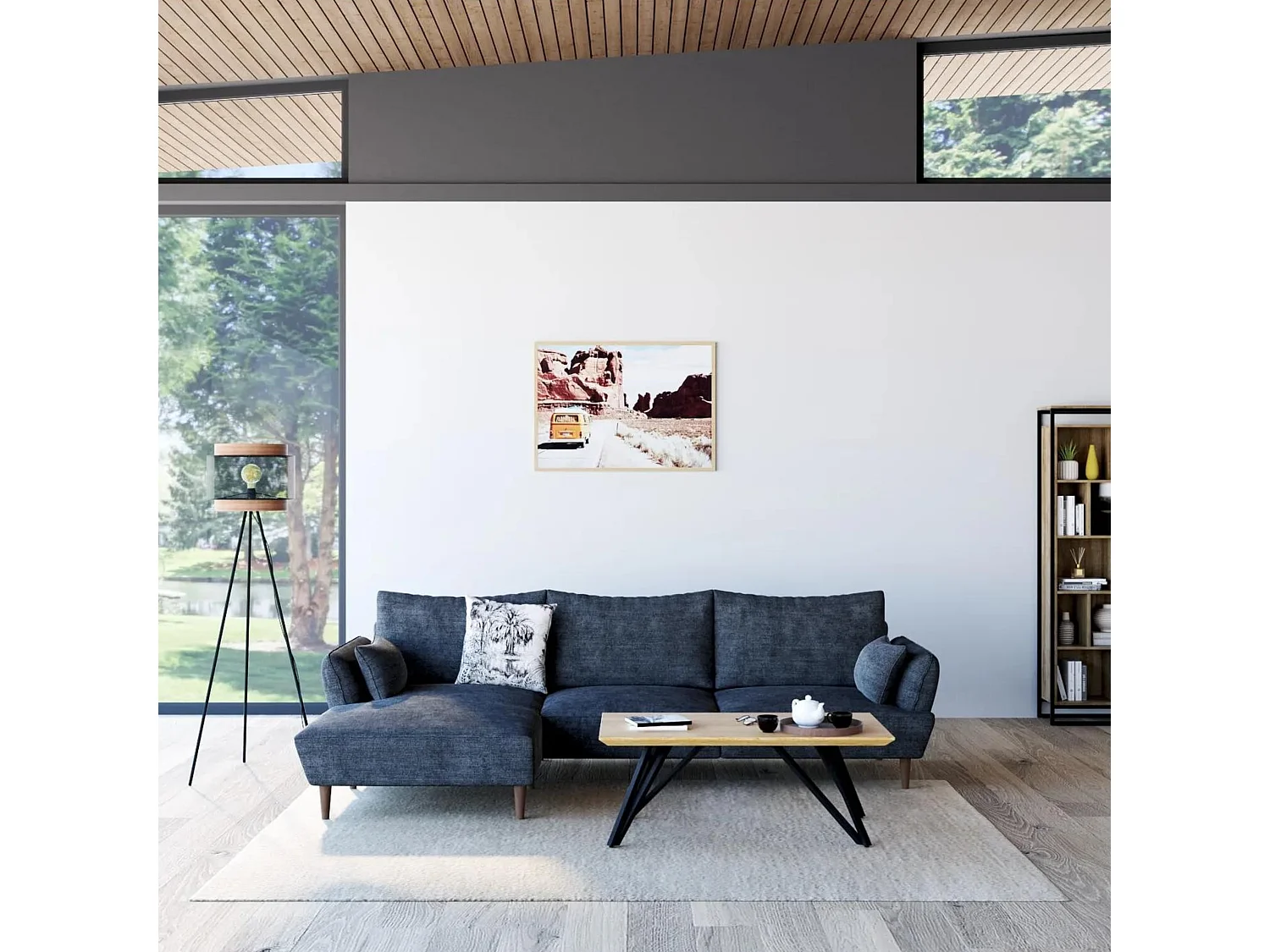 Becca canapé d'angle droit bleu océan