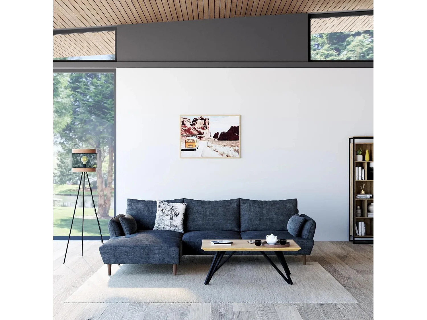 Becca canapé d'angle droit bleu océan