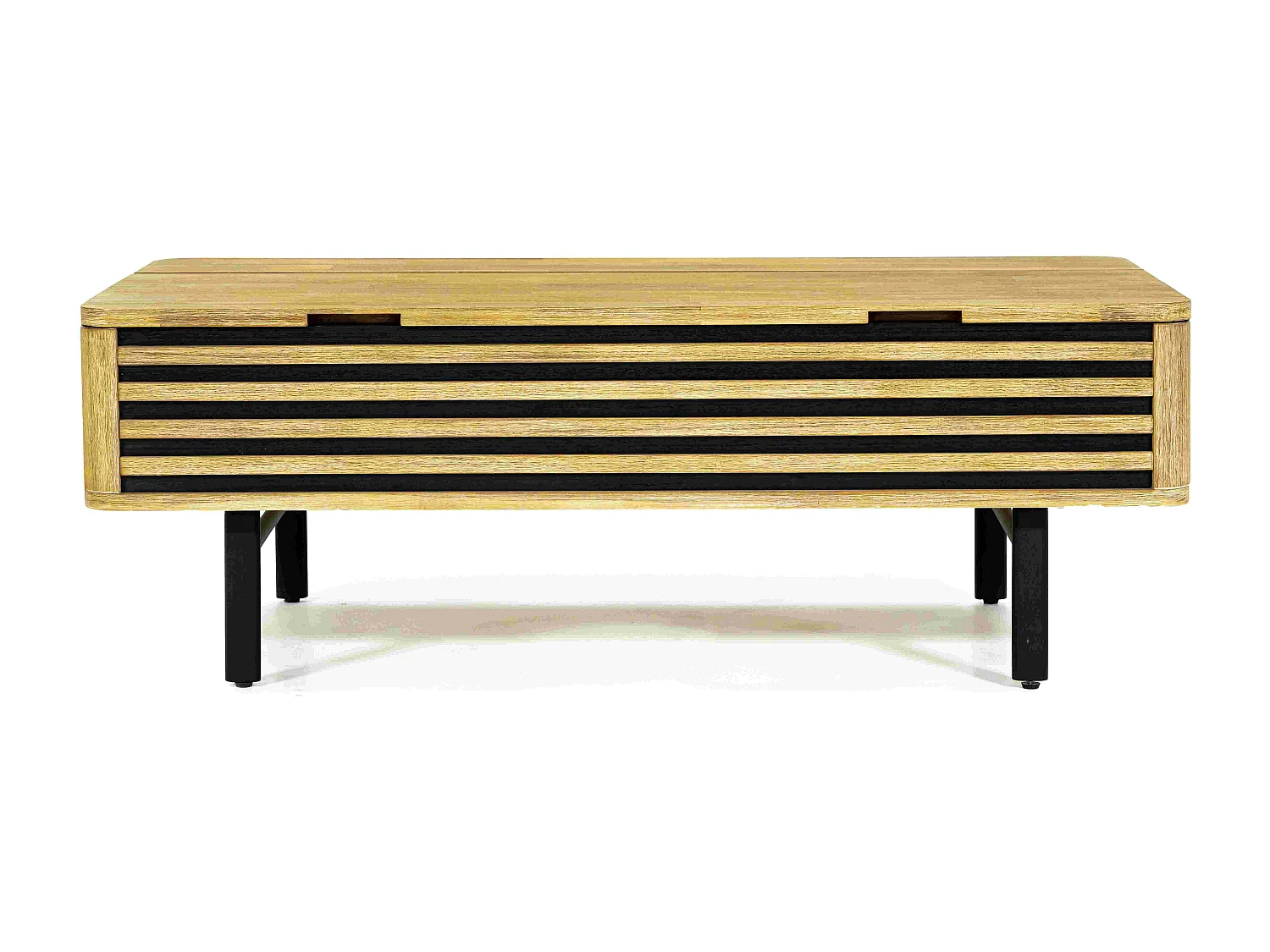 Ibiza table basse relevable en bois d'acacia - 1 plateau réhaussable - Pieds en métal noir - Style industriel - L120