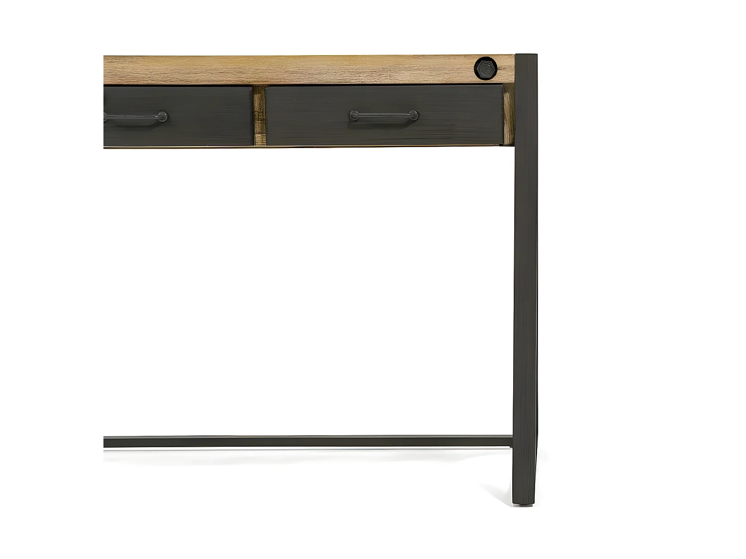 Kiko bureau en bois d'acacia - 3 tiroirs - Portes en métal noir - Style industriel - L140