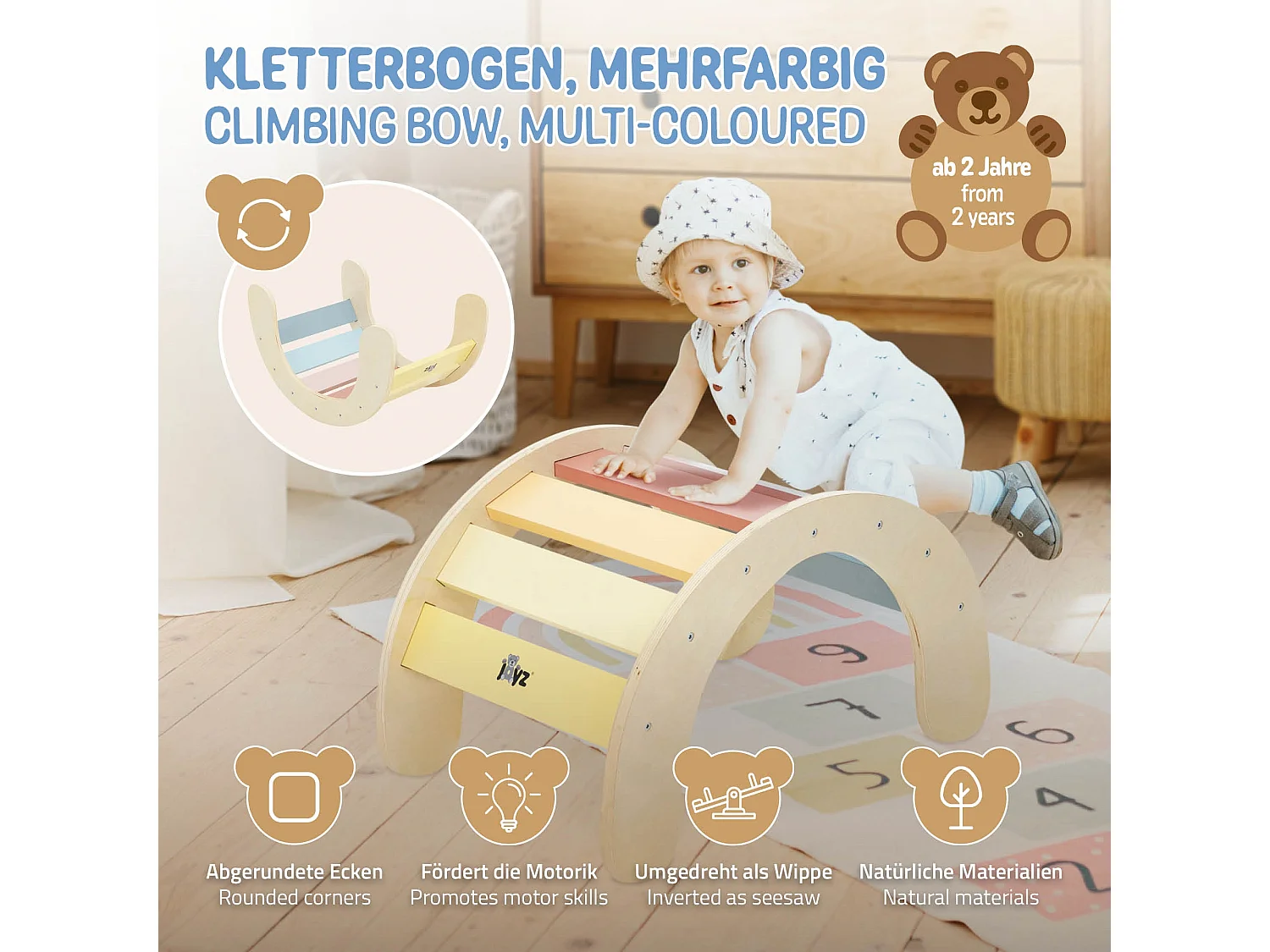 Arc à grimper Enfants Jouets Montesorri Bois Motricité