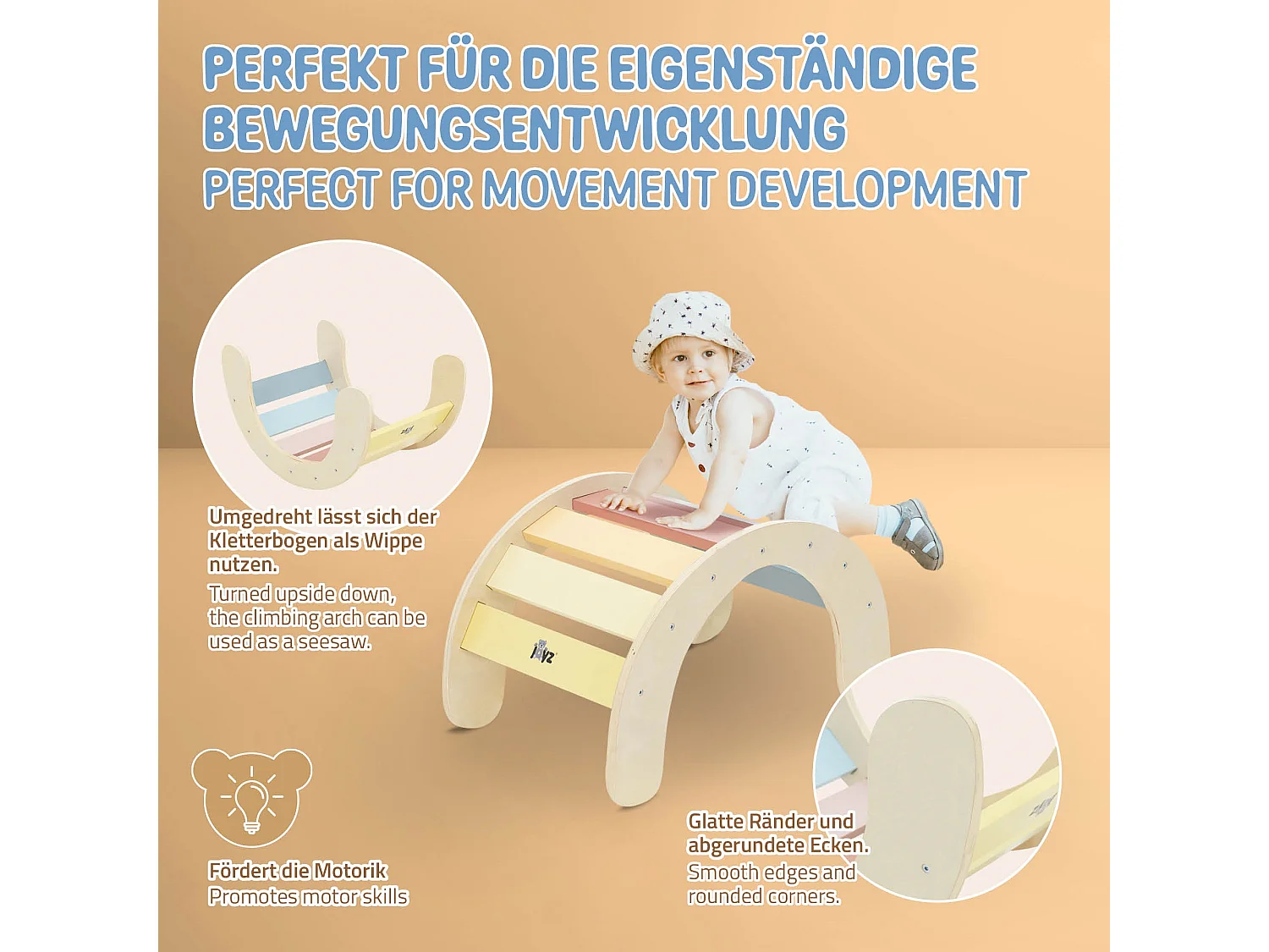 Arc à grimper Enfants Jouets Montesorri Bois Motricité