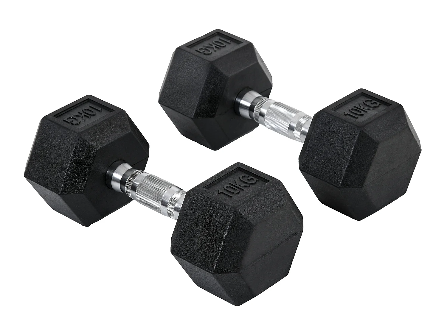 Ensemble d'haltères courtes total 20 Kg - entraînement musculaire & haltérophilie - acier caoutchouc noir