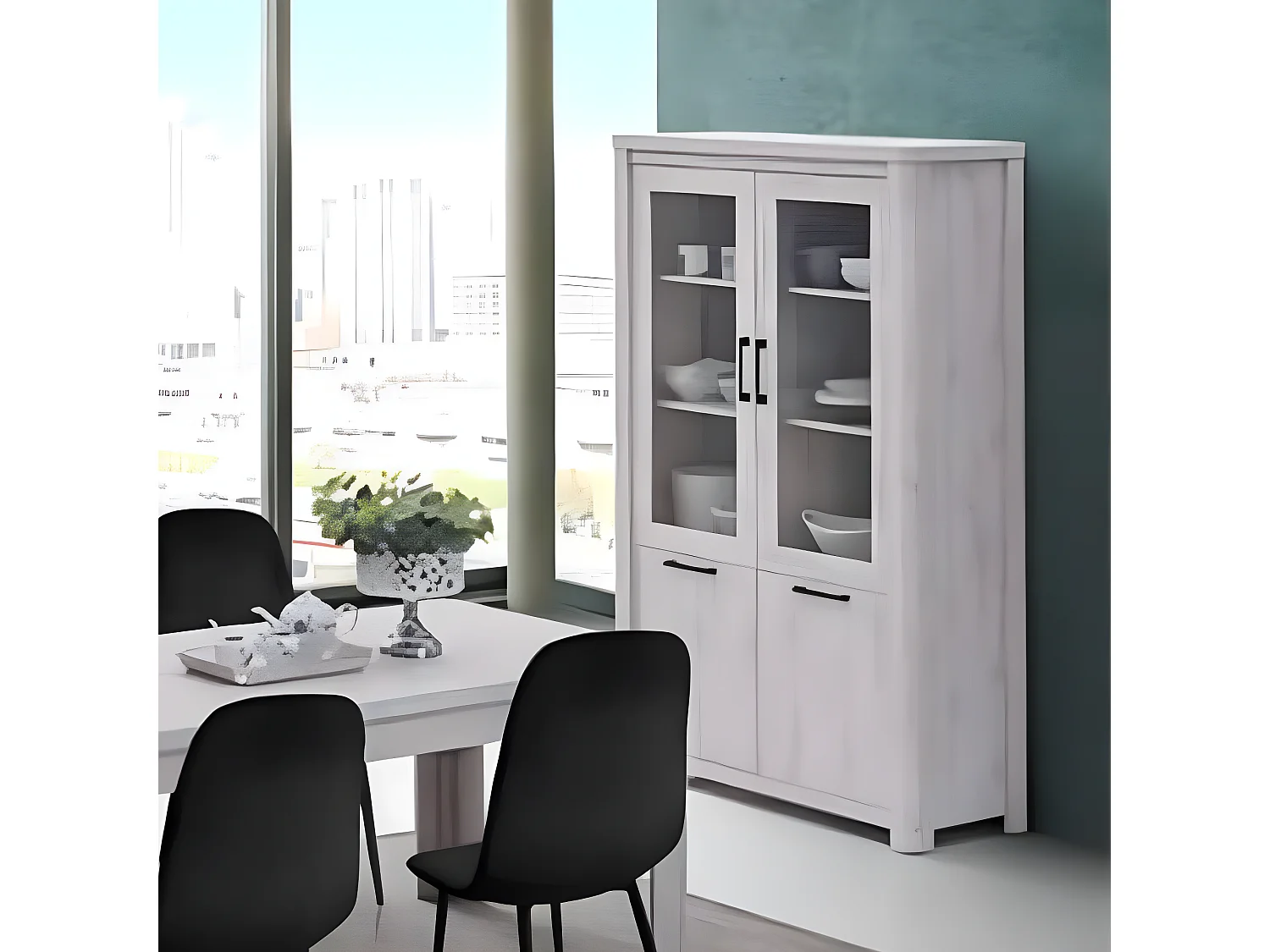 Vitrine 2 portes vitrées 2 portes pleines Olivos