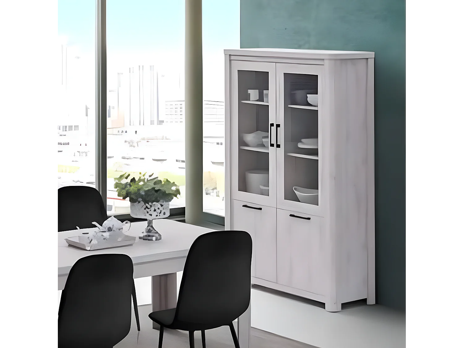 Vitrine 2 portes vitrées 2 portes pleines Olivos