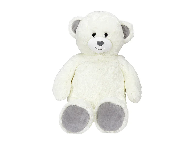 Peluche Ours 90cm Blanc, Gris