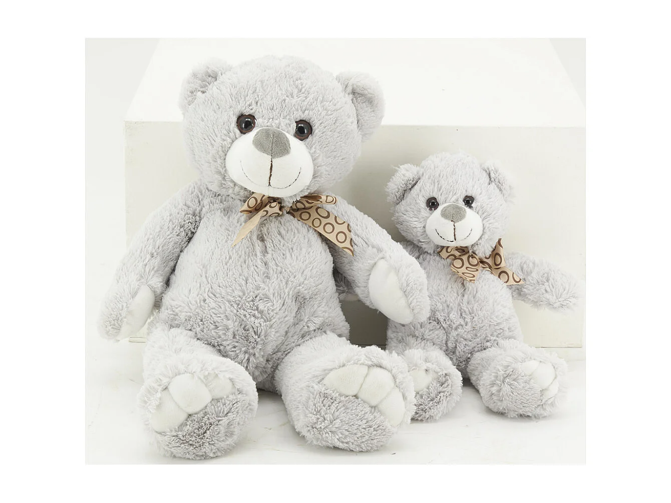 Peluche ours en acrylique gris 30 cm