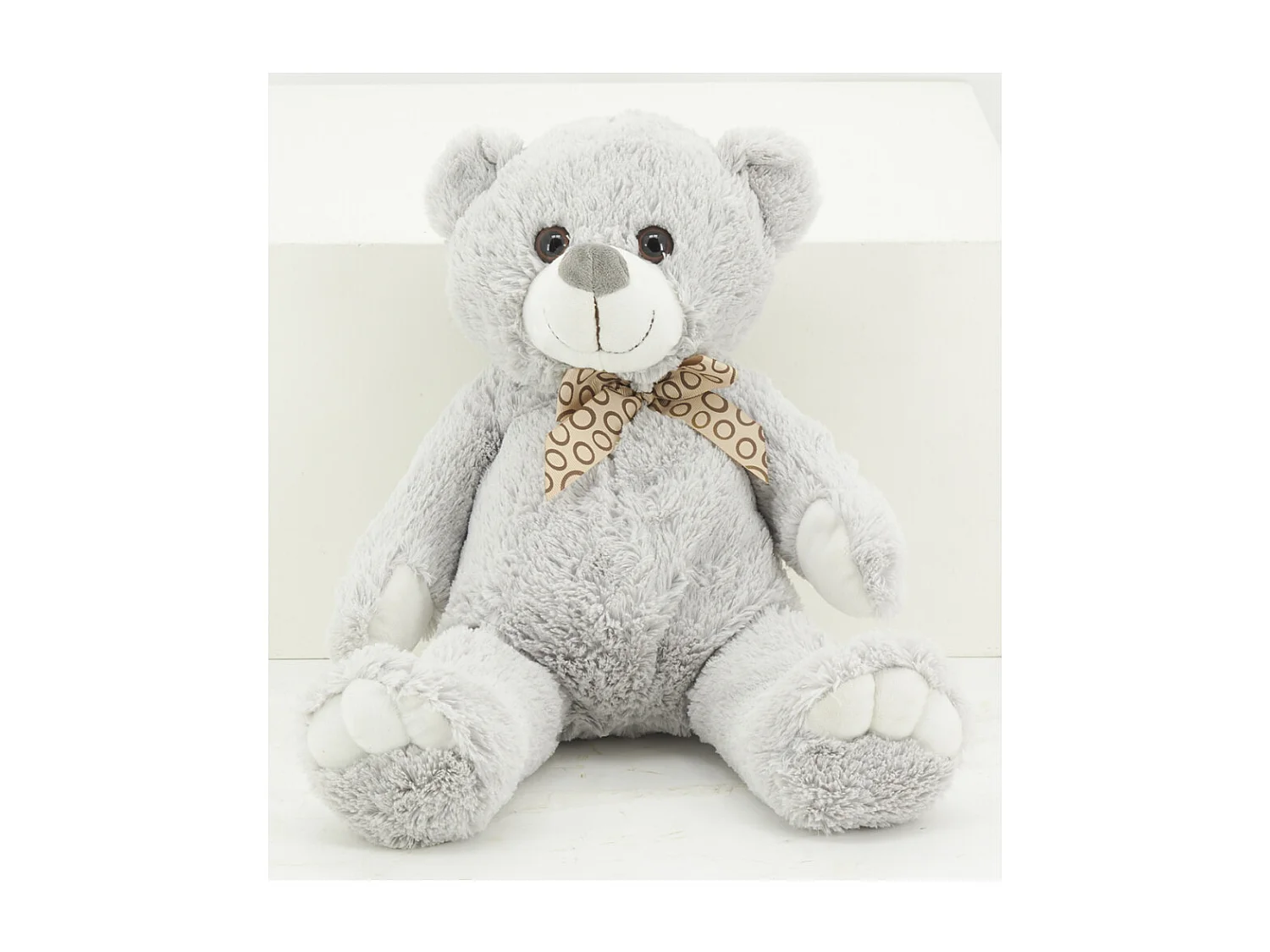 Peluche ours en acrylique gris 30 cm