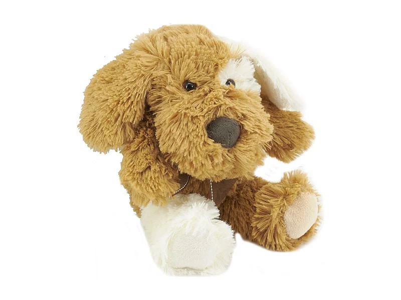 Peluche chien en acrylique brun 20 cm