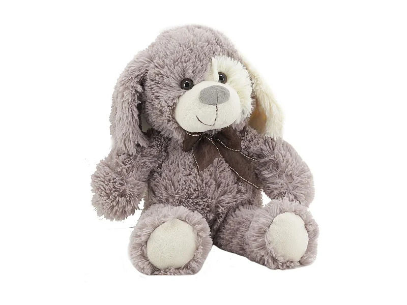 Peluche chien en acrylique gris 30 cm