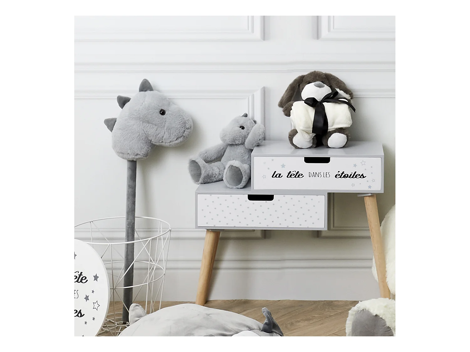 Peluche Dinosaure 30cm Gris
