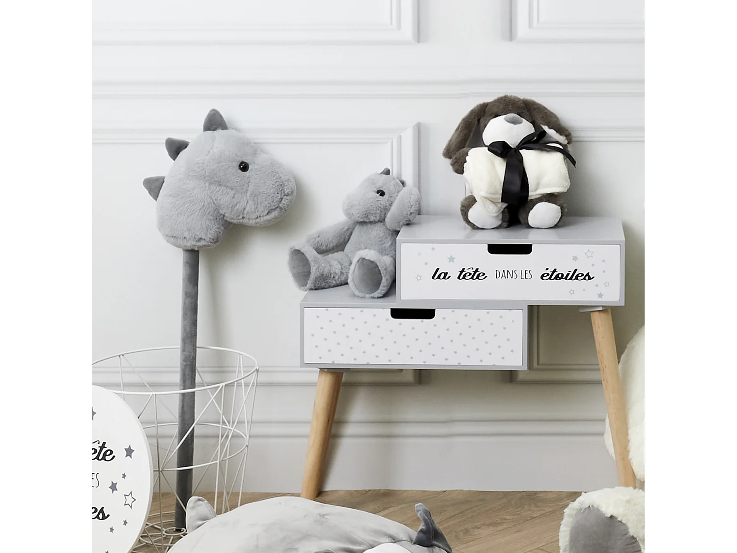 Peluche Dinosaure 30cm Gris