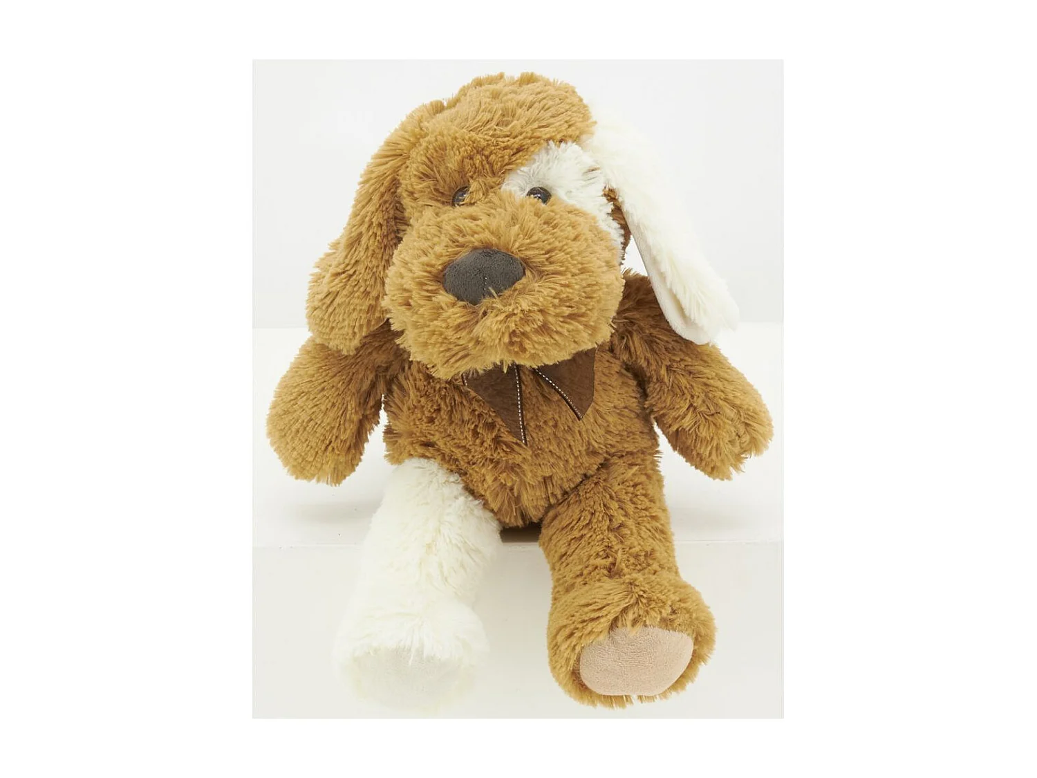 Peluche chien en acrylique brun 30 cm