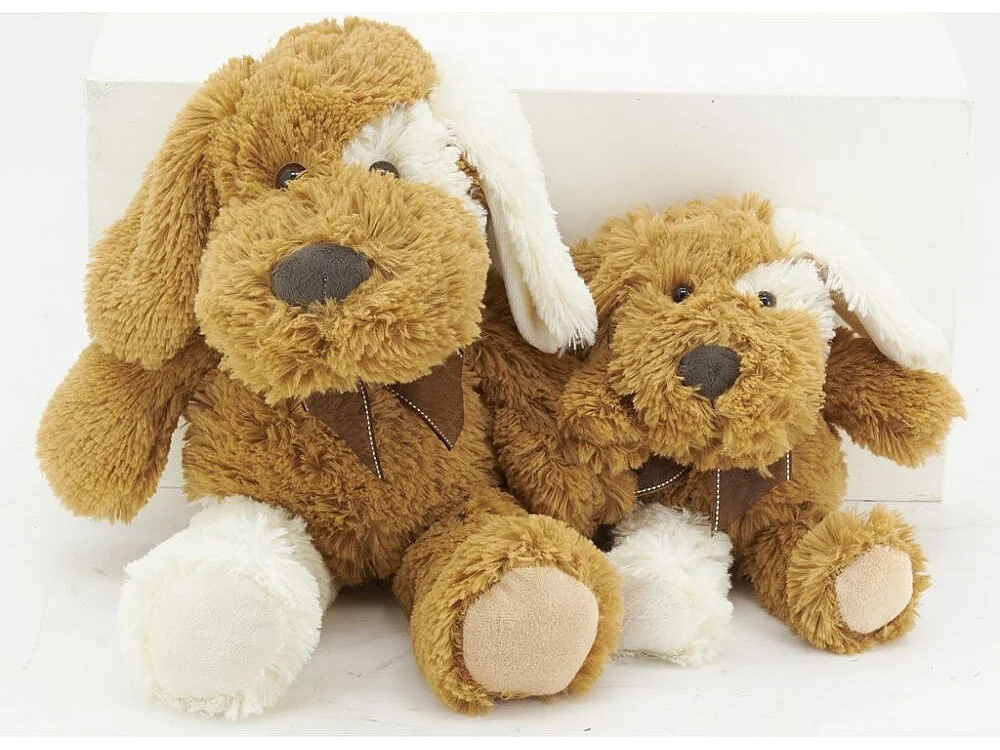 Peluche chien en acrylique brun 30 cm