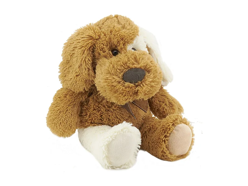 Peluche chien en acrylique brun 30 cm