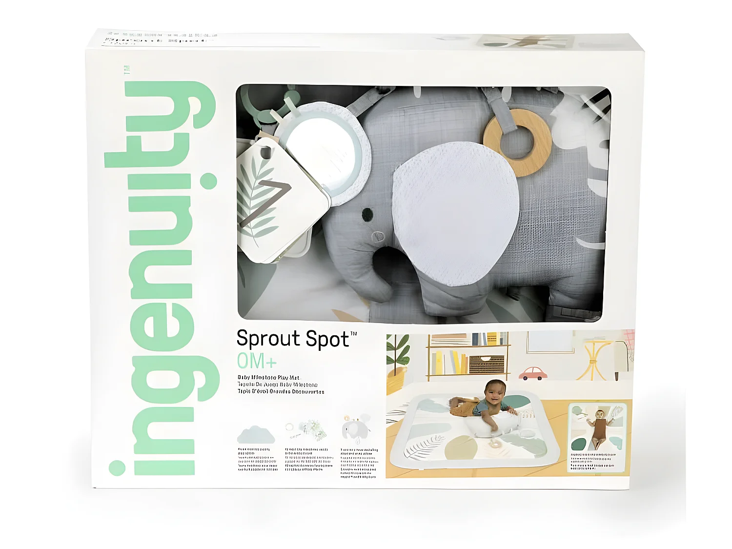 Tapis d'éveil INGENUITY Sprout Spot - Evolutif - 12 cartes évolutives - 7.62 x 102 x 102 cm - Multicolore - Des la naissance