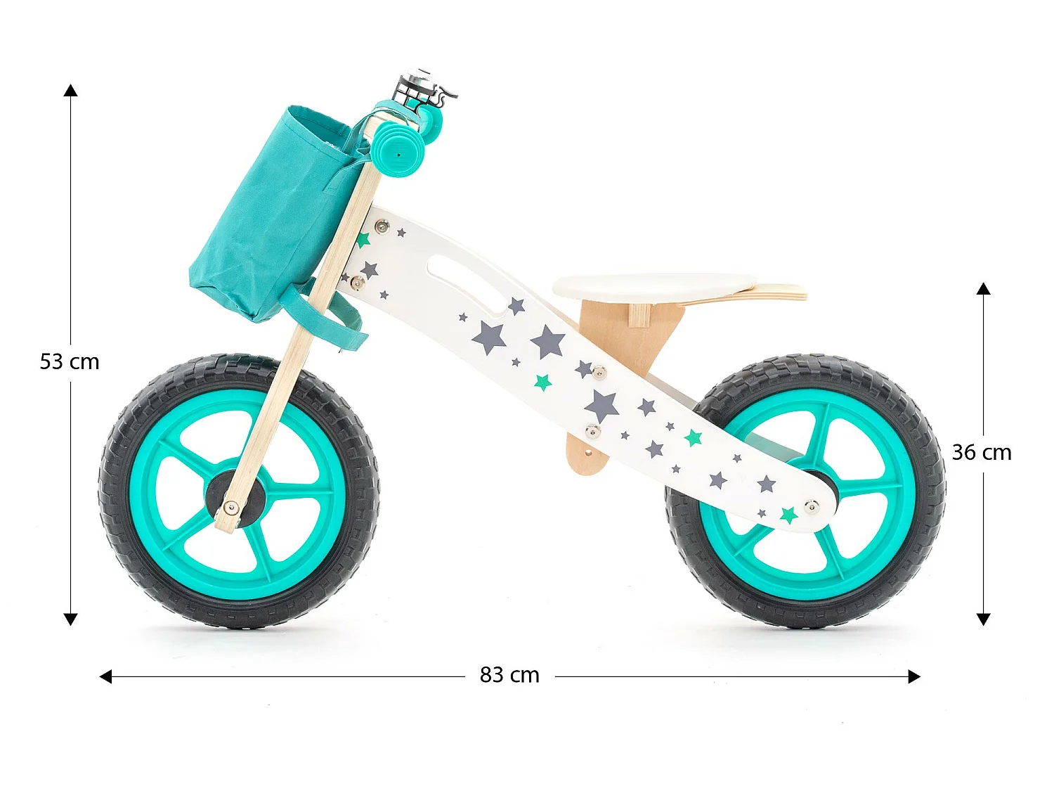 Bicicleta Sin Pedales Montessori Robincool Street Cirtuit 83x36x53 cm Correpasillos de Madera Verde con Timbre y Bolsa de Tela