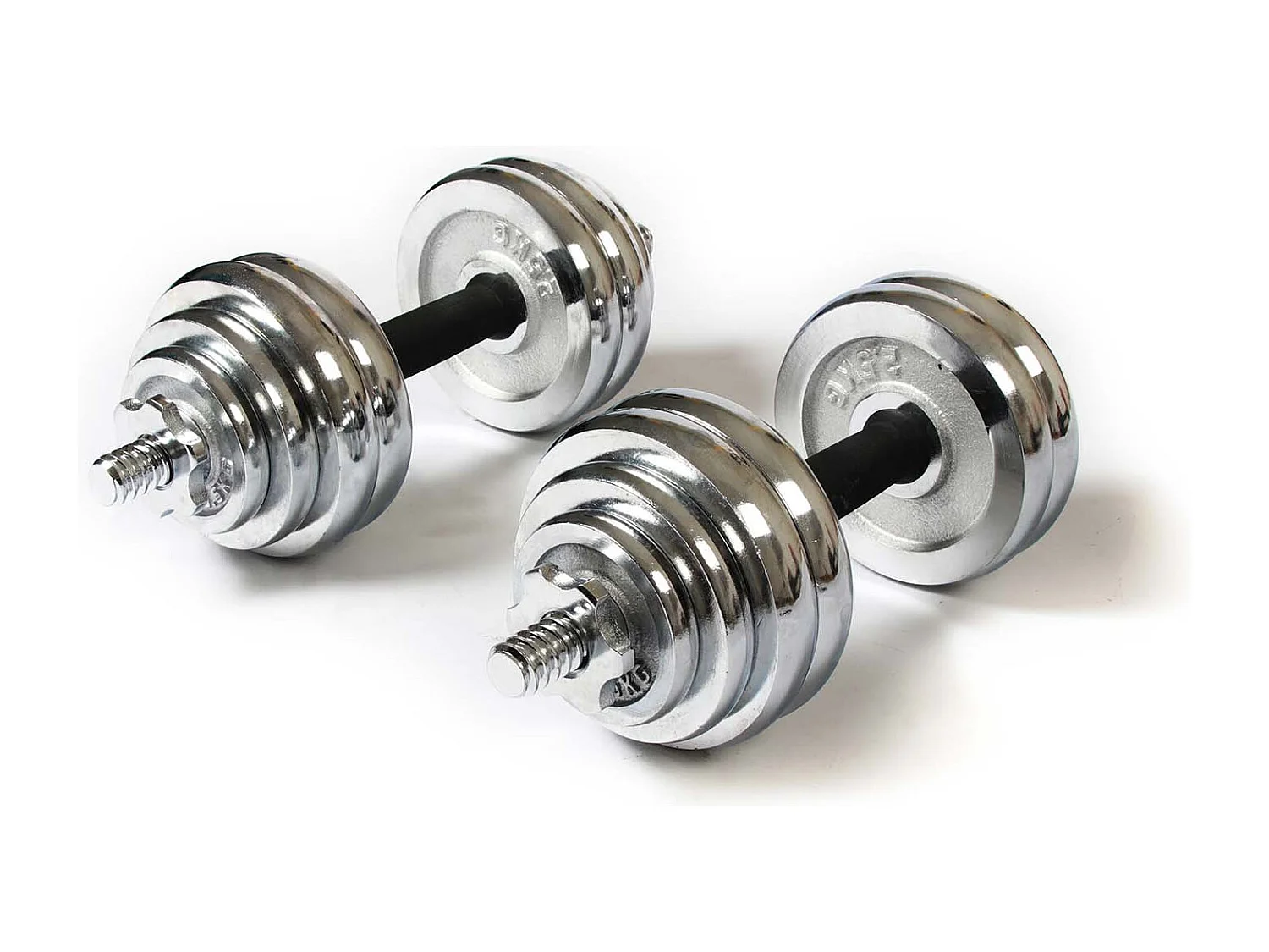Set di 2 Manubri 30 kg Keboo Serie 700 8 Dischi da 2,5 kg, 4 Dischi da 1,25 kg e 4 Dischi da 0,5 kg