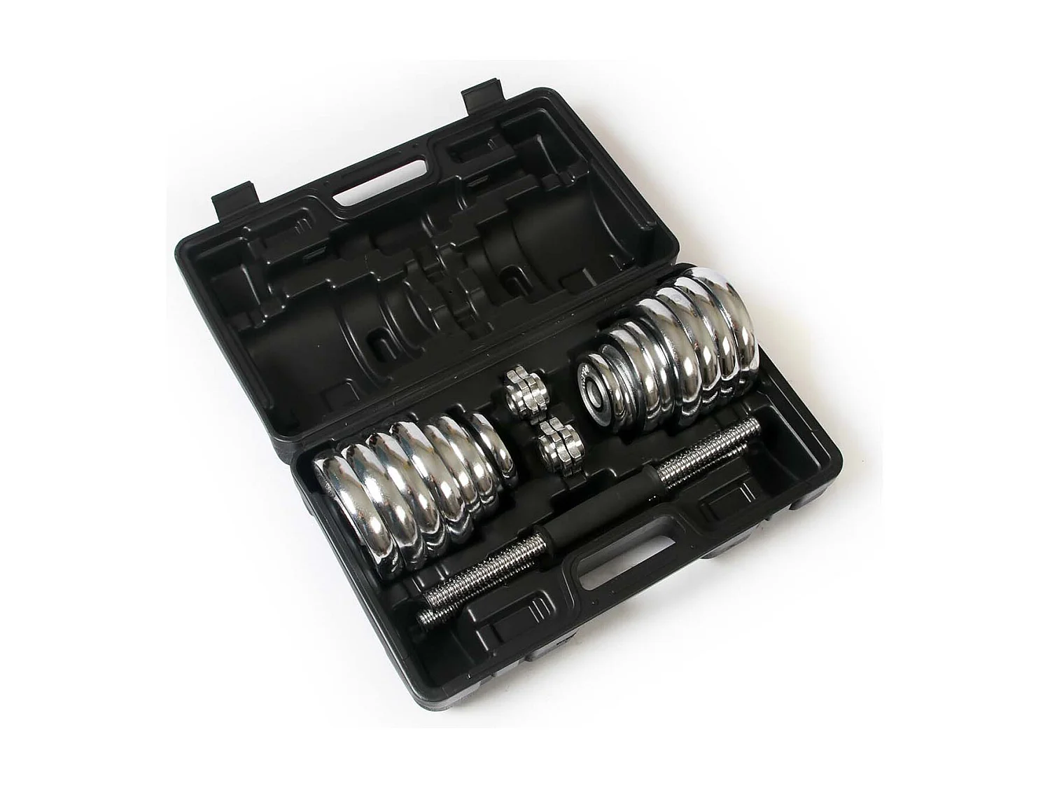 Set di 2 Manubri 30 kg Keboo Serie 700 8 Dischi da 2,5 kg, 4 Dischi da 1,25 kg e 4 Dischi da 0,5 kg