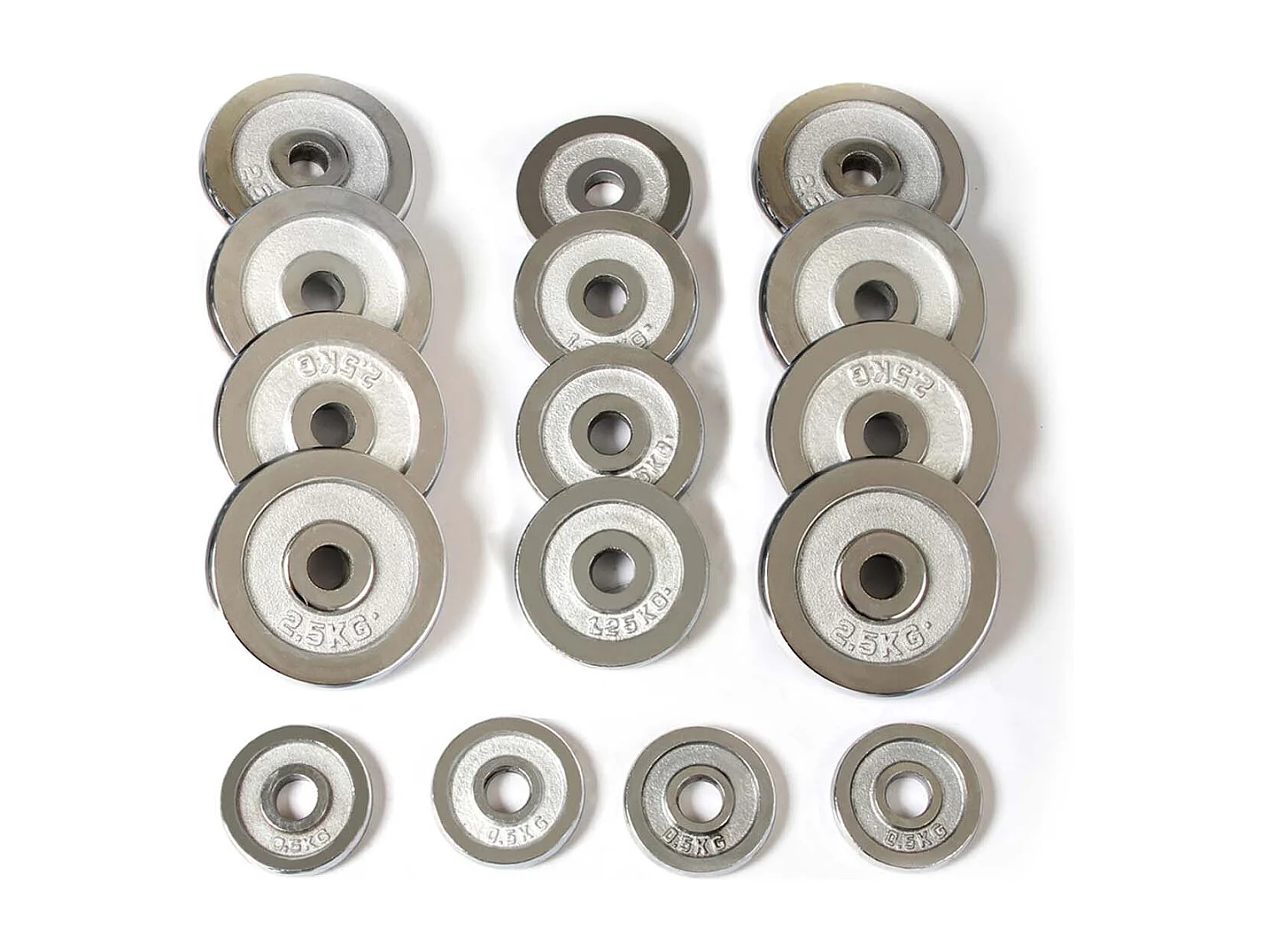 Set di 2 Manubri 30 kg Keboo Serie 700 8 Dischi da 2,5 kg, 4 Dischi da 1,25 kg e 4 Dischi da 0,5 kg