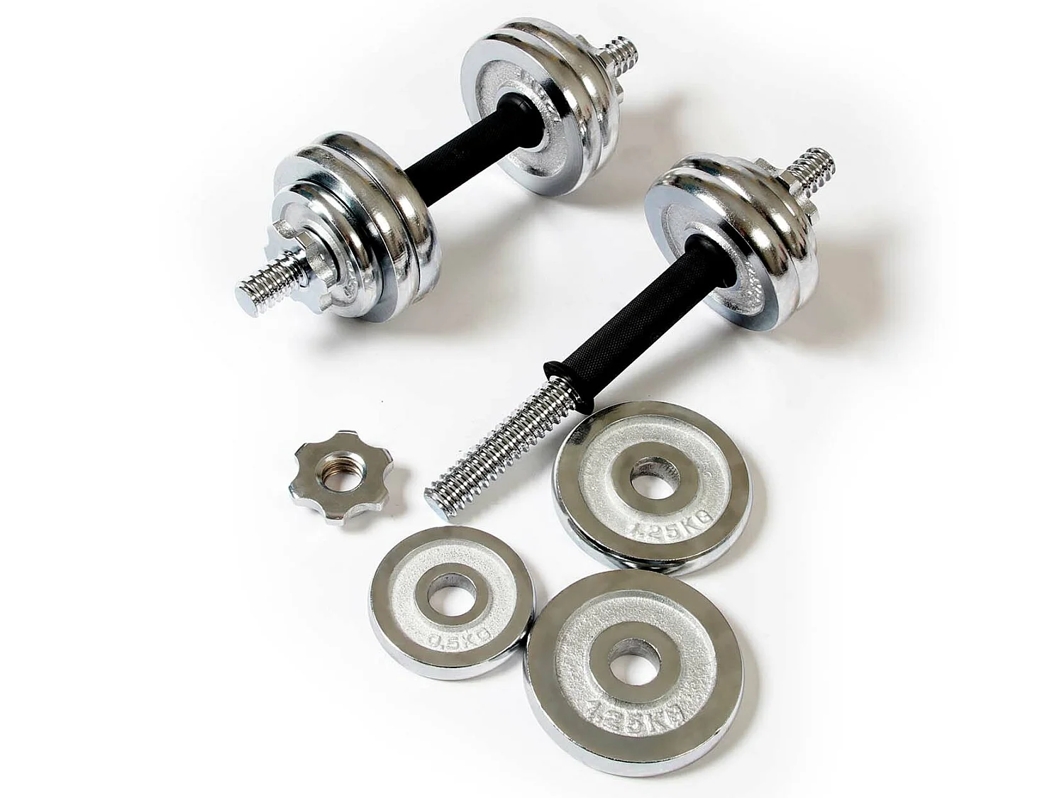 Set di 2 Manubri 15 kg Keboo Serie 700 8 Dischi 1,25 kg e 4 Dischi 0,5 kg