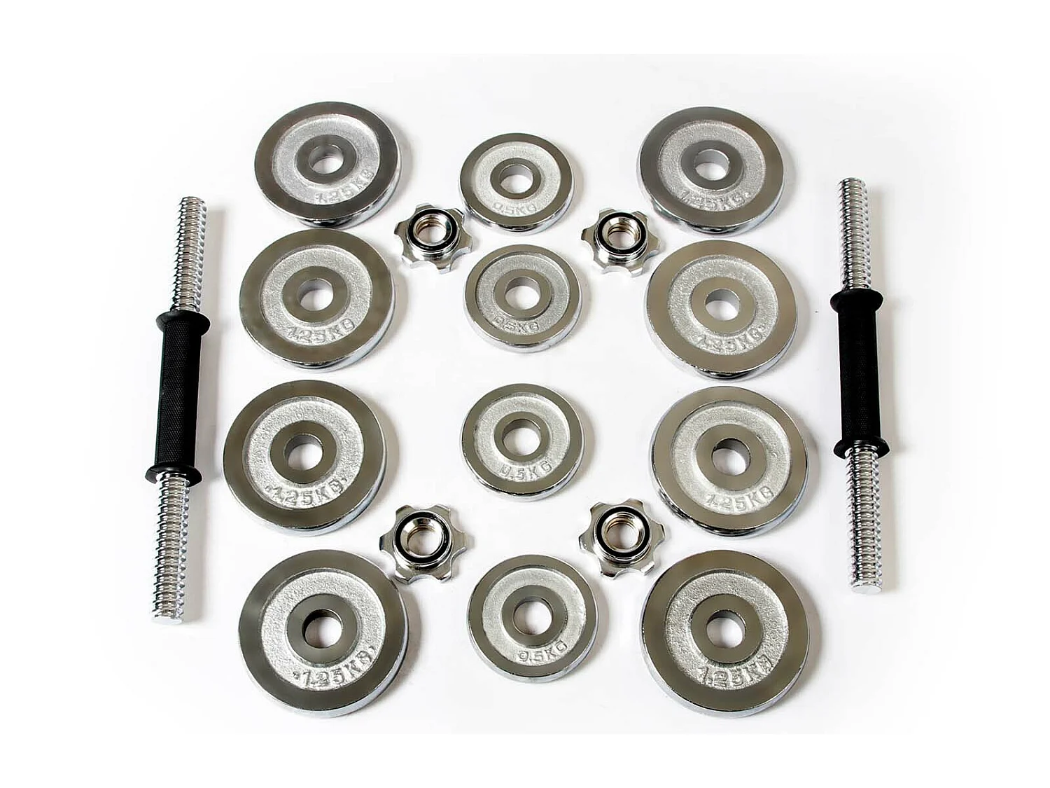 Set di 2 Manubri 15 kg Keboo Serie 700 8 Dischi 1,25 kg e 4 Dischi 0,5 kg