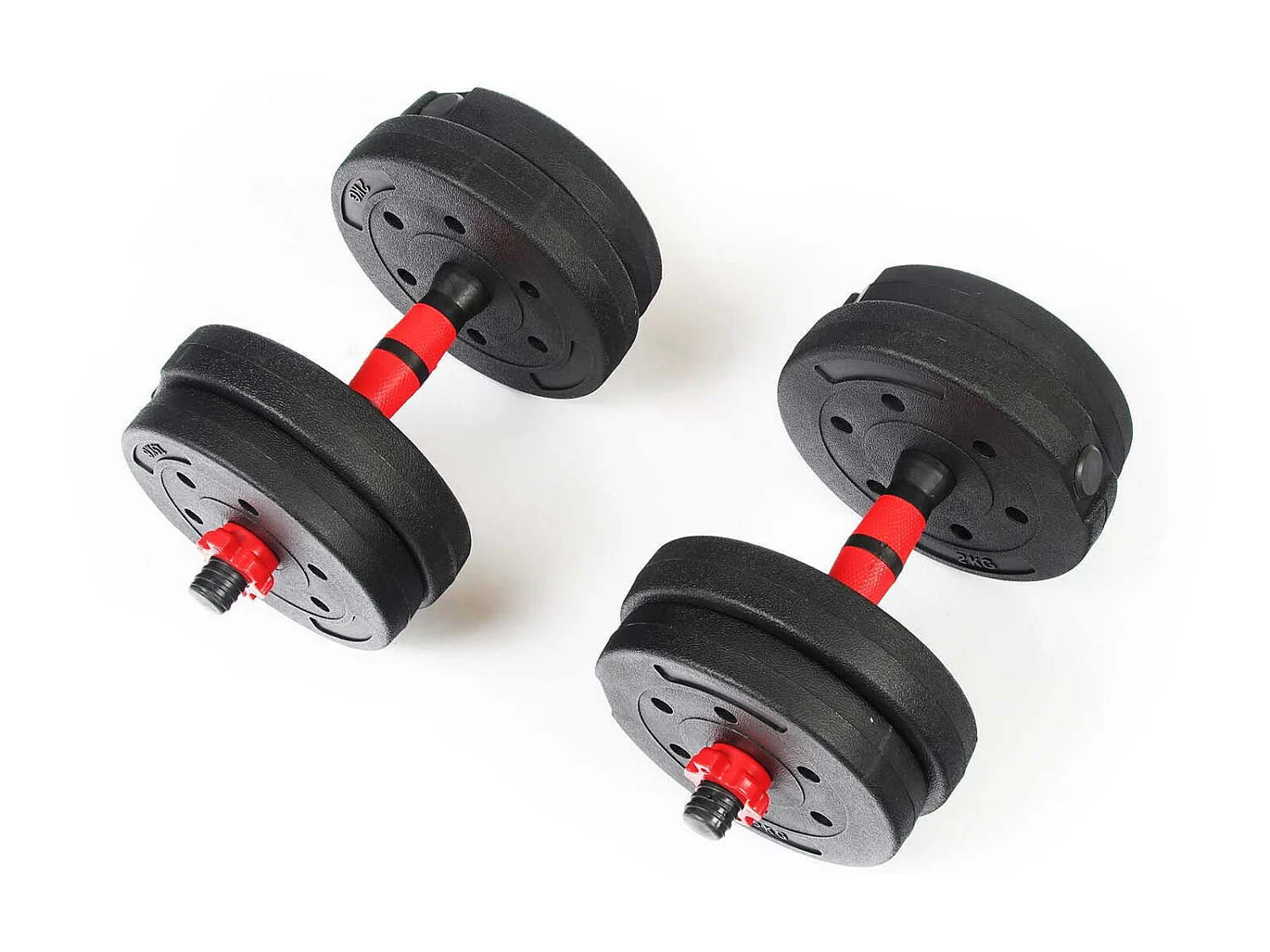 Juego de Mancuernas y Pesas Ajustables 15 kg 2 en 1 Keboo Serie 300 4 Discos 2 kg y 4 Discos 1,5 kg