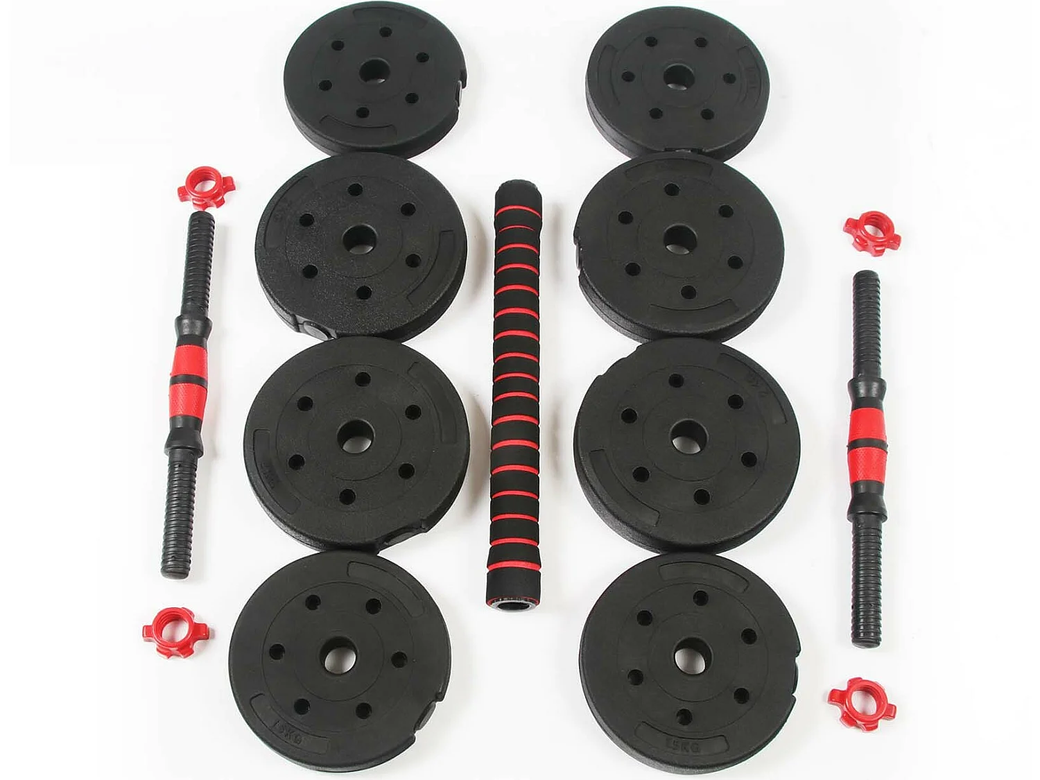 Juego de Mancuernas y Pesas Ajustables 15 kg 2 en 1 Keboo Serie 300 4 Discos 2 kg y 4 Discos 1,5 kg