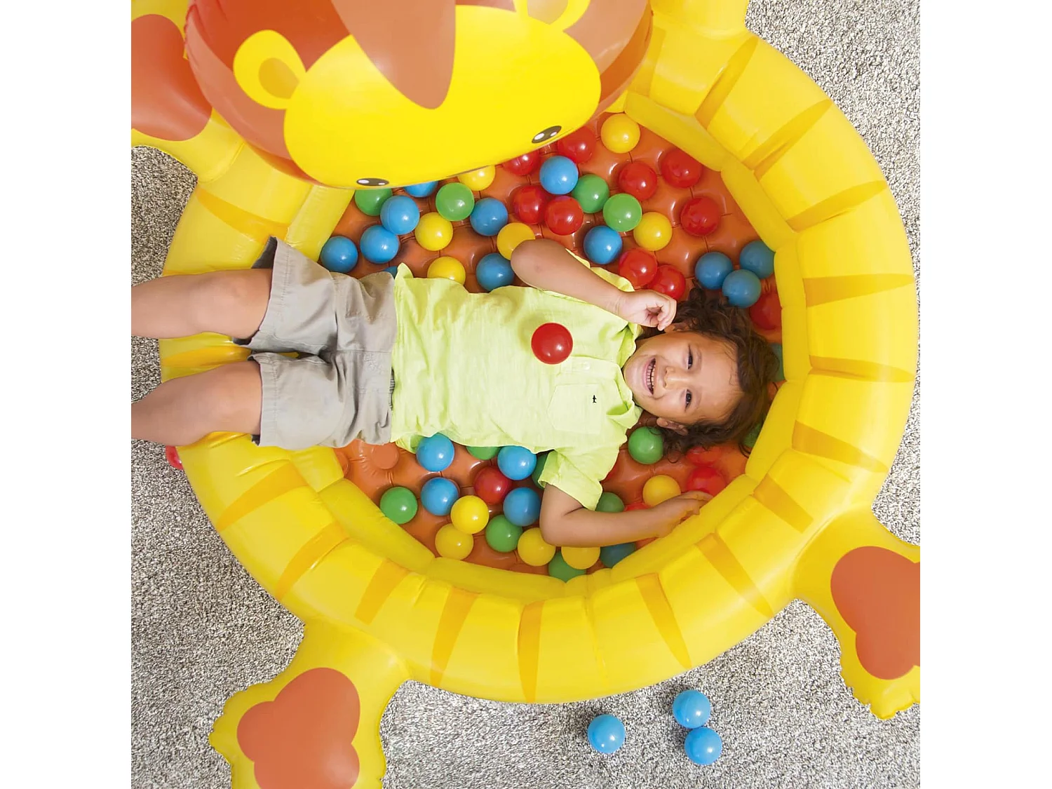 Piscina de Bolas Hinchable Infantil León con 50 Bolas de Colores Bestway 111x98x61,5 cm