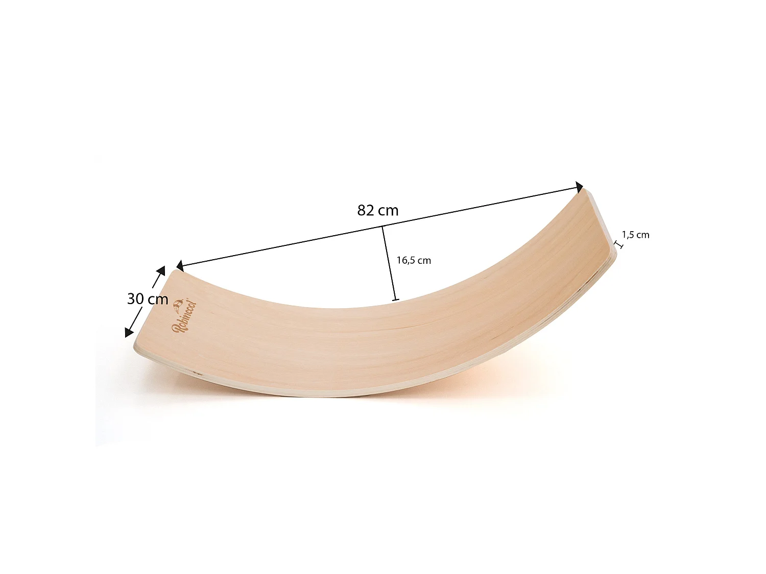 Tabla de Equilibrio Montessori Robincool Curvy 82x30x19 cm Madera Ecológica | Certificado CE | Peso Máximo 60 Kg | Tabla Curva Wobbel | Balance Board