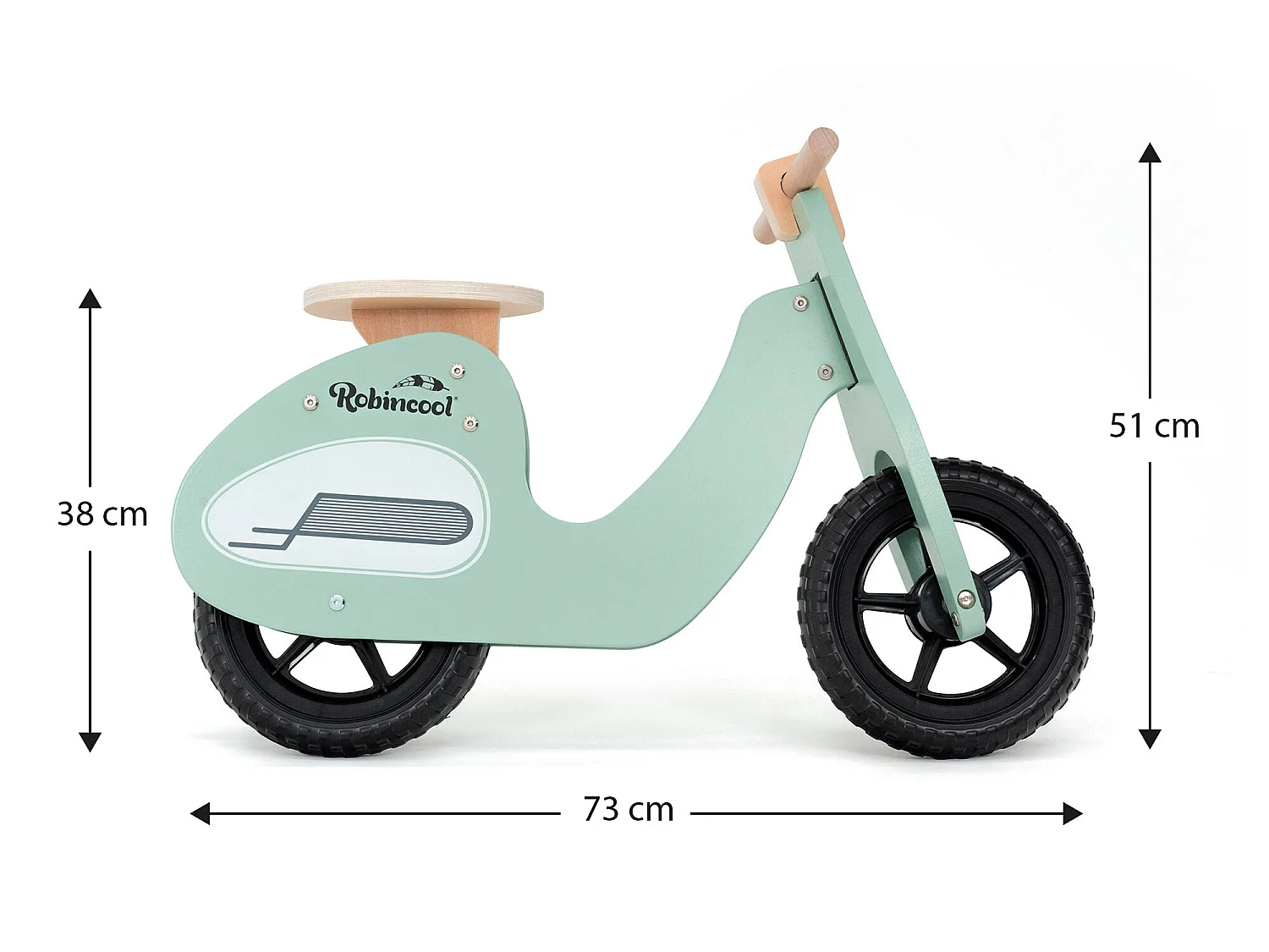 Moto per Bambini Senza Pedali Montessori Robincool Motorbike 73x27x51 cm Triciclo in Legno Ecologico Color Verde
