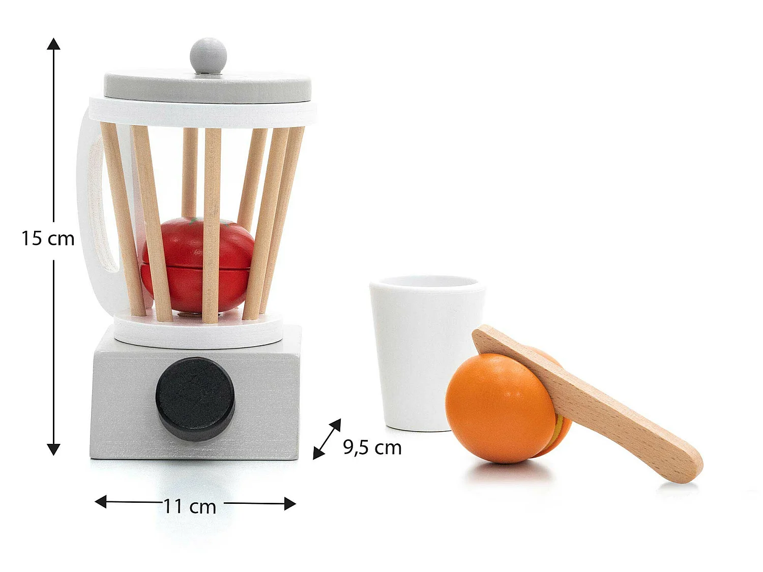 Set de Cocina de Juguete Montessori Robincool Smoothie Lab 11x9,5x15 cm de Madera Eco con Accesorios Incluidos