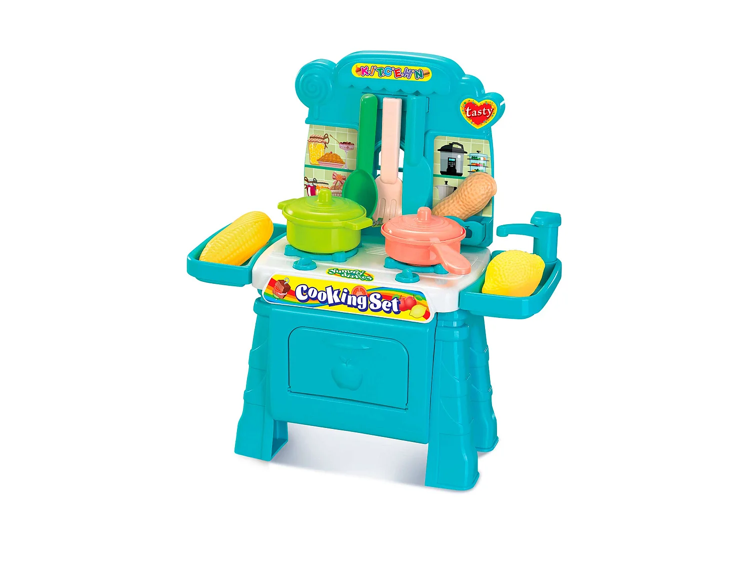 Cucina Giocattolo 2in1 Carrello della Spesa e Rubinetto Robincool Coocking Set 29x13x31 cm Colore Blu 11 Accessori