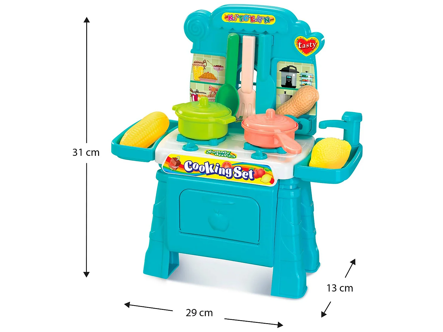 Cucina Giocattolo 2in1 Carrello della Spesa e Rubinetto Robincool Coocking Set 29x13x31 cm Colore Blu 11 Accessori