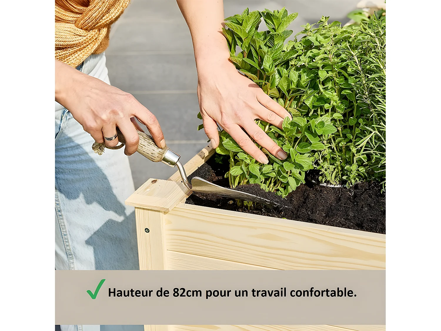 Carré potager sur pied en bois de pin avec roulettes de haute qualité modèle "510"